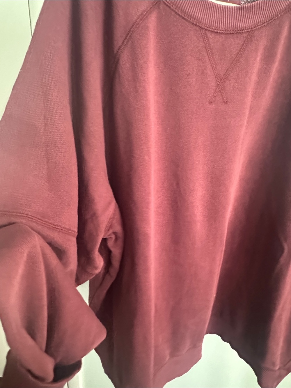 aerie Oversized Crewneck Sweater - Burgundy - Picture 3 of 5